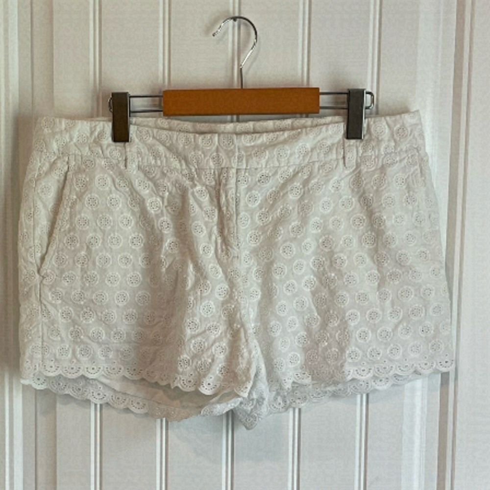 Lands' End White Eyelet Lace Bermuda Shorts